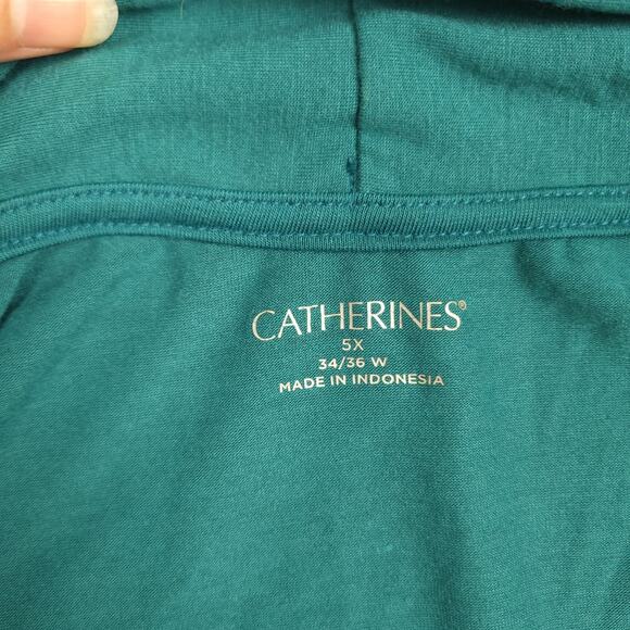 Catherines Women's Kimono Cardigan Sz 5X Open Front Mock Neck Casual Green - Picture 4 of 9